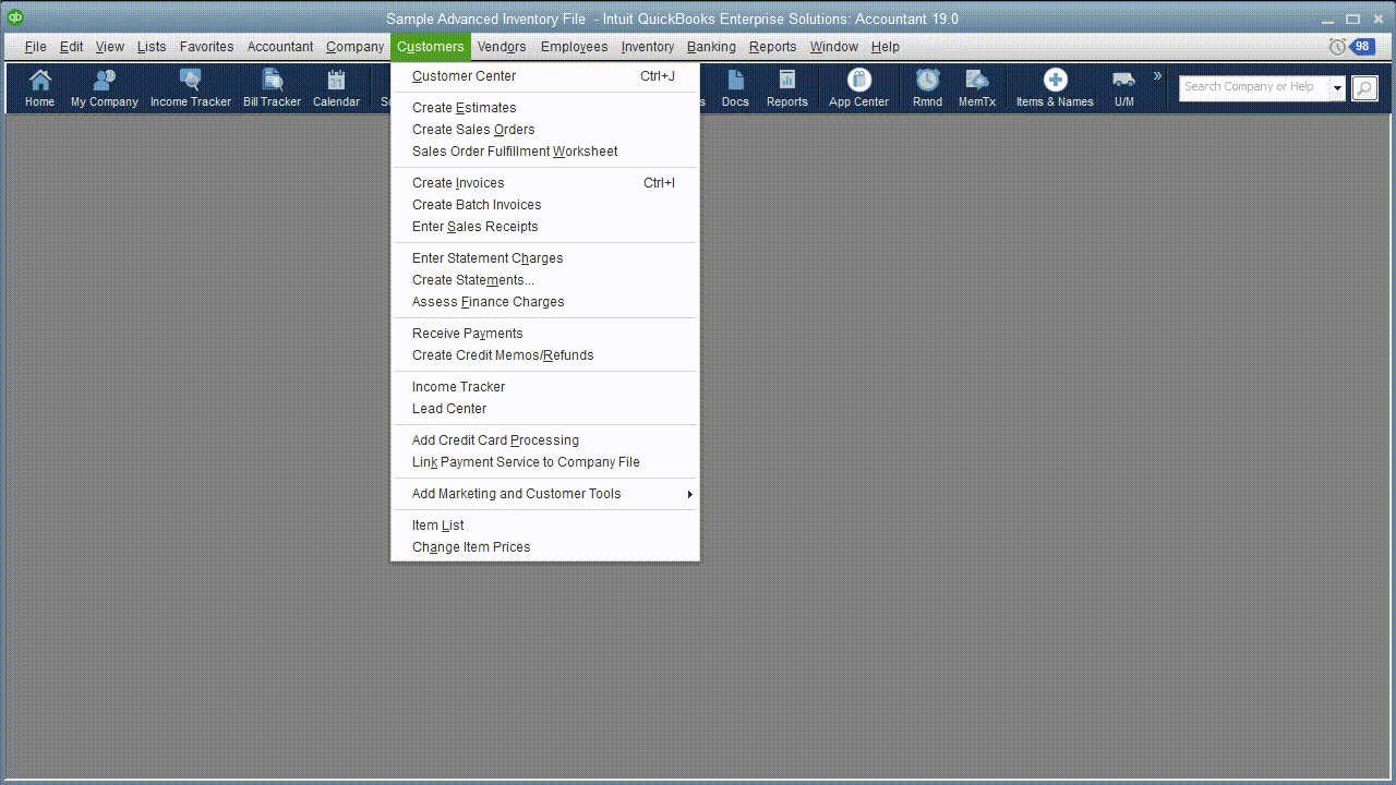 You will need to let QuickBooks know how you want them handled. Open the Edit menu Select Preferences. Click the Finance Charge tab in the left vertical pane the Company Preferences tab in the window that opens. You will see something like this: