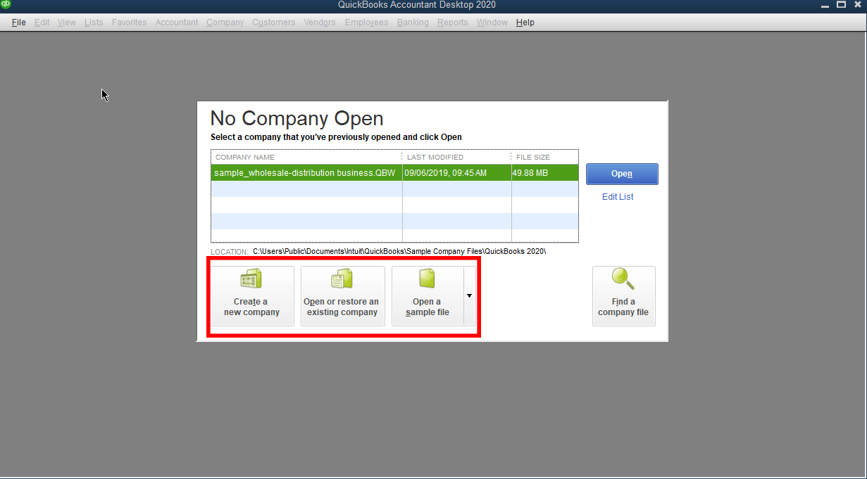 QuickBooks Desktop still has the tried and true buttons found from previous versions of QuickBooks. Additionally, you can now search for your files from the additional button found. 